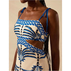 Soly Hux Women'S Summer Maxi Dress Boho Print Tie Shoulder Spaghetti Strap Cut Out Tie Back Cami Dresses Sundress