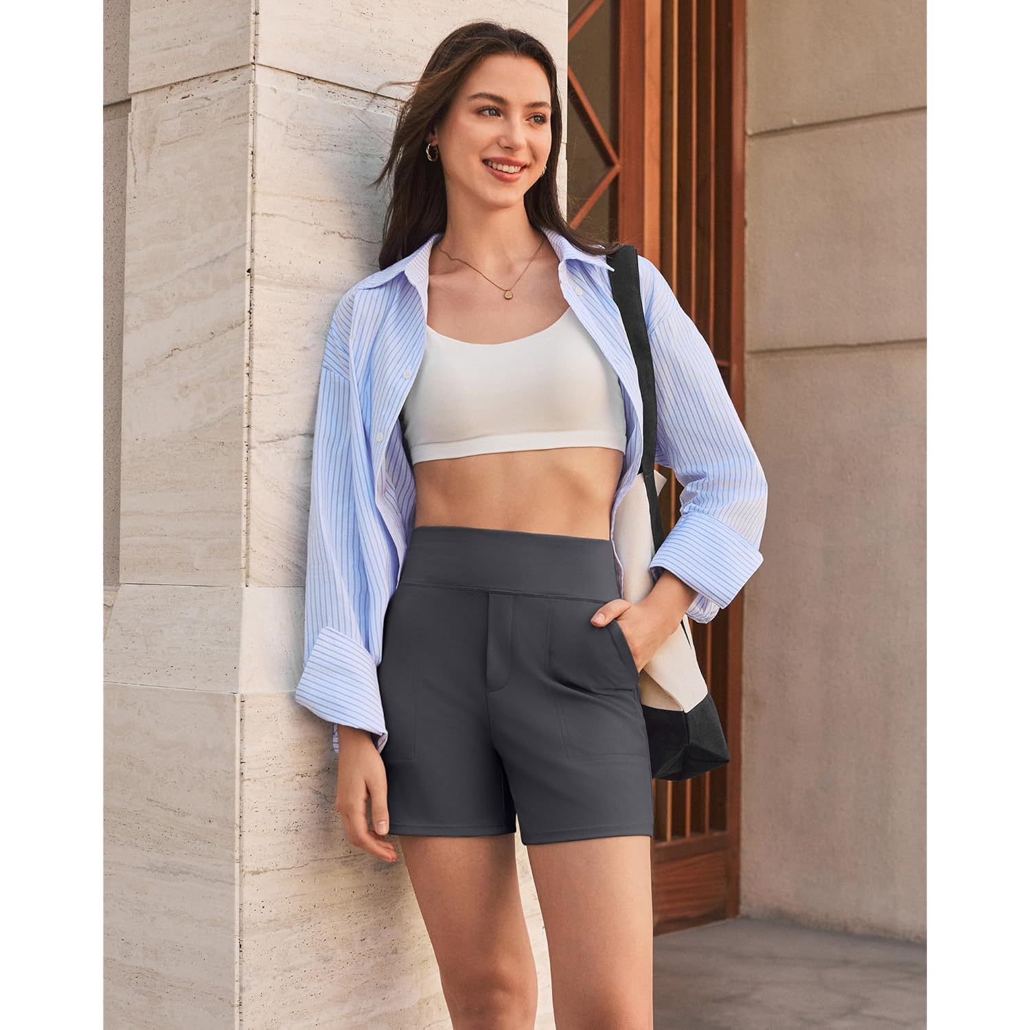 EverGoing Women's Wide Leg Shorts High Waisted 4'' / 5''Casual Comfy Shorts with Pockets for Yoga Workout Lounge