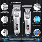 Ciicii Mens Hair Clippers And Trimmers Set, Professional Cordless Barber Clippers For Hair Cutting Kit (Electric Razor Shavers & Beard/Hair Trimmer Haircut Kit) Clippers For Men Diy Home Salon