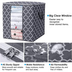 Wiselife Storage Bags 3 Pack/100L Large Blanket Clothes Organization And Storage Containers For Comforters,Bedding, Foldable Organizer With Reinforced Handle, Clear Window, Sturdy Zippers,Gray