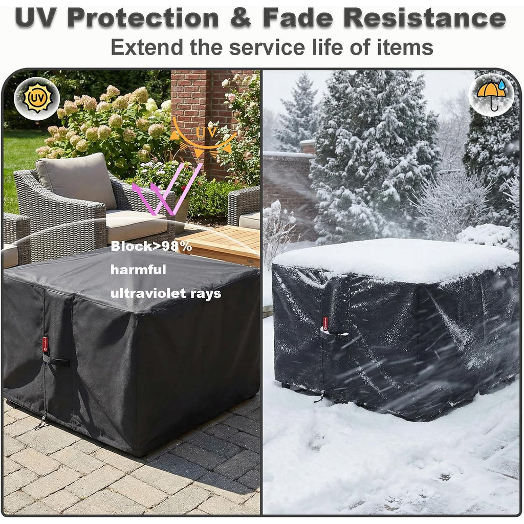 Gas Fire Pit Cover Square 32"L X 32"W X 24"H,Waterproof 600D