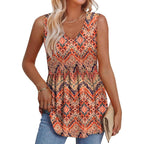 OFEEFAN Womens Tank Tops 2025 Flowy Peplum Tops for Women Dressy Sleeveless V Neck Babydoll Tank Tops