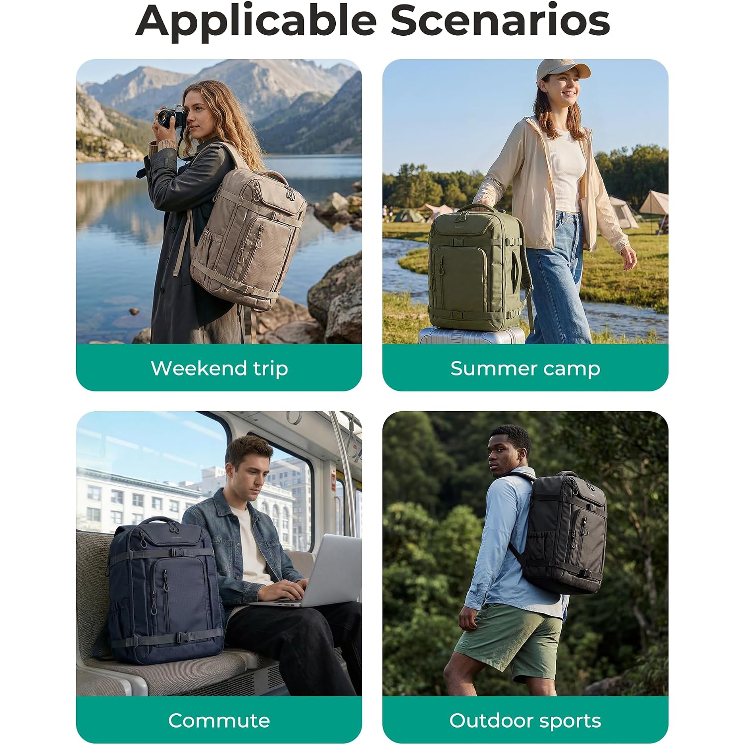 Bagsmart 35L Travel Backpack For Women & Men Fits 17-Inch Laptop, Airline Approved Carry On Backpack With Wet Pocket & Shoe Pouch, Water-Resistant Personal Item Travel Bag, Black
