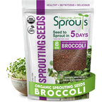 Nature Jim'S Sprout Organic Broccoli Seeds – Non-Gmo, Sprouting Seeds - 8Oz | Rich In Sulforaphane - Fast-Growing Microgreen Plants – Ideal Sprouting Seeds For Fresh & Nutritious Indoor/Outdoor Gardening
