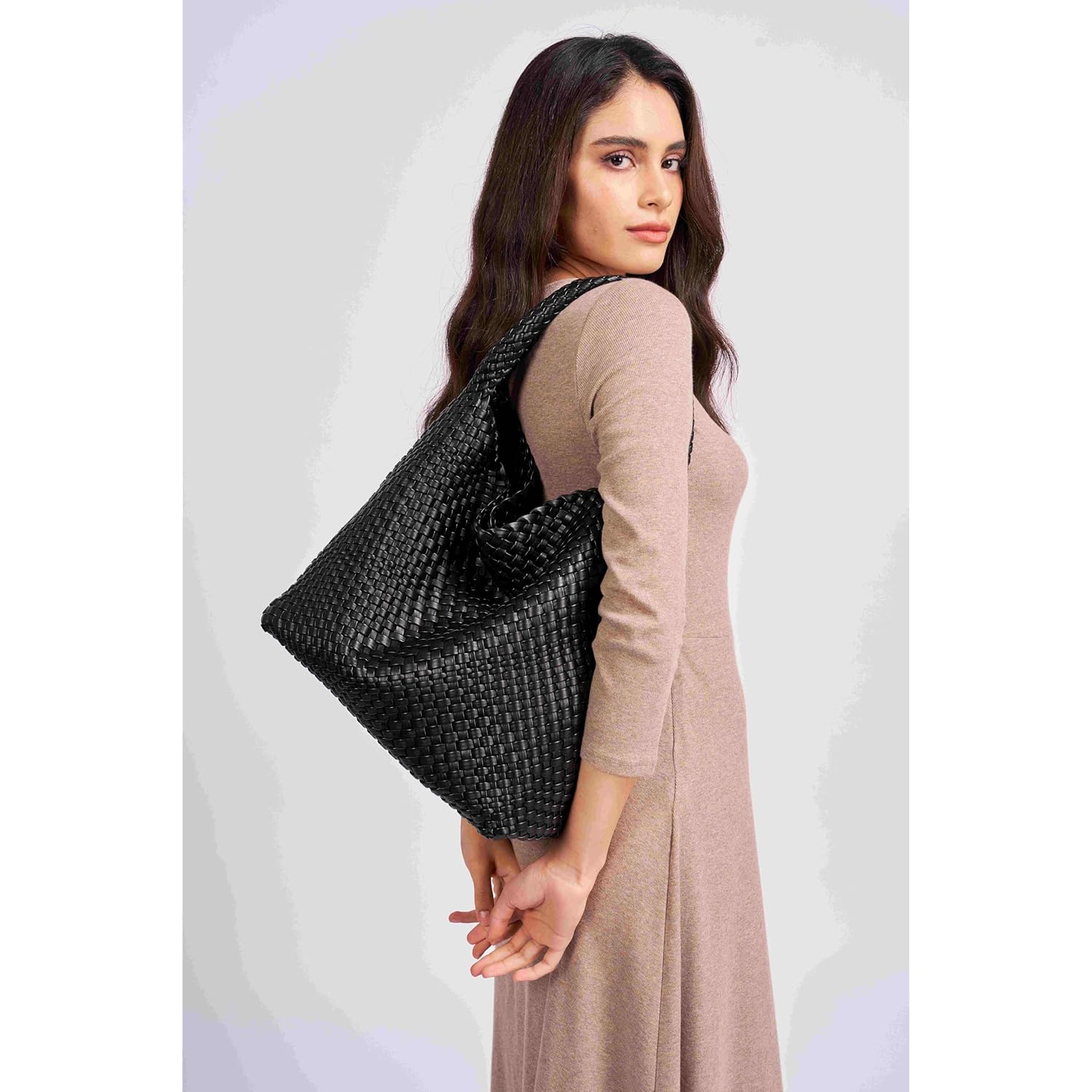MELOLILA Large Woven Tote Bag for Women Weave Purse Woven Leather Handbag
