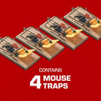 Tomcat Mouse Traps (Wooden), 4 Pack | Disposable Non-Chemical Mouse Trap For Homes, Garages And Basements