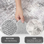 IOHOUZE Small Abstract Area Rug 2x3 Ft Entryway Rugs Washable Door Mat Indoor Entrance, Rubber Backed Throw Rugs, Printed Faux Wool Non Slip Floor Carpet for Foyer Front Door Sink, Grey Beige