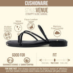 Cushionaire Venue Women’S Strappy Toe-Loop Slide Sandals With Gold-Tone Accent & Memory Foam Comfort