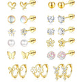 Hypoallergenic Surgical Stainless Steel Earrings for Girls Kids Jewelry - Screw Back Earrings for Sensitive Ears Cute Flower Heart Pearl bow Earrings for Women