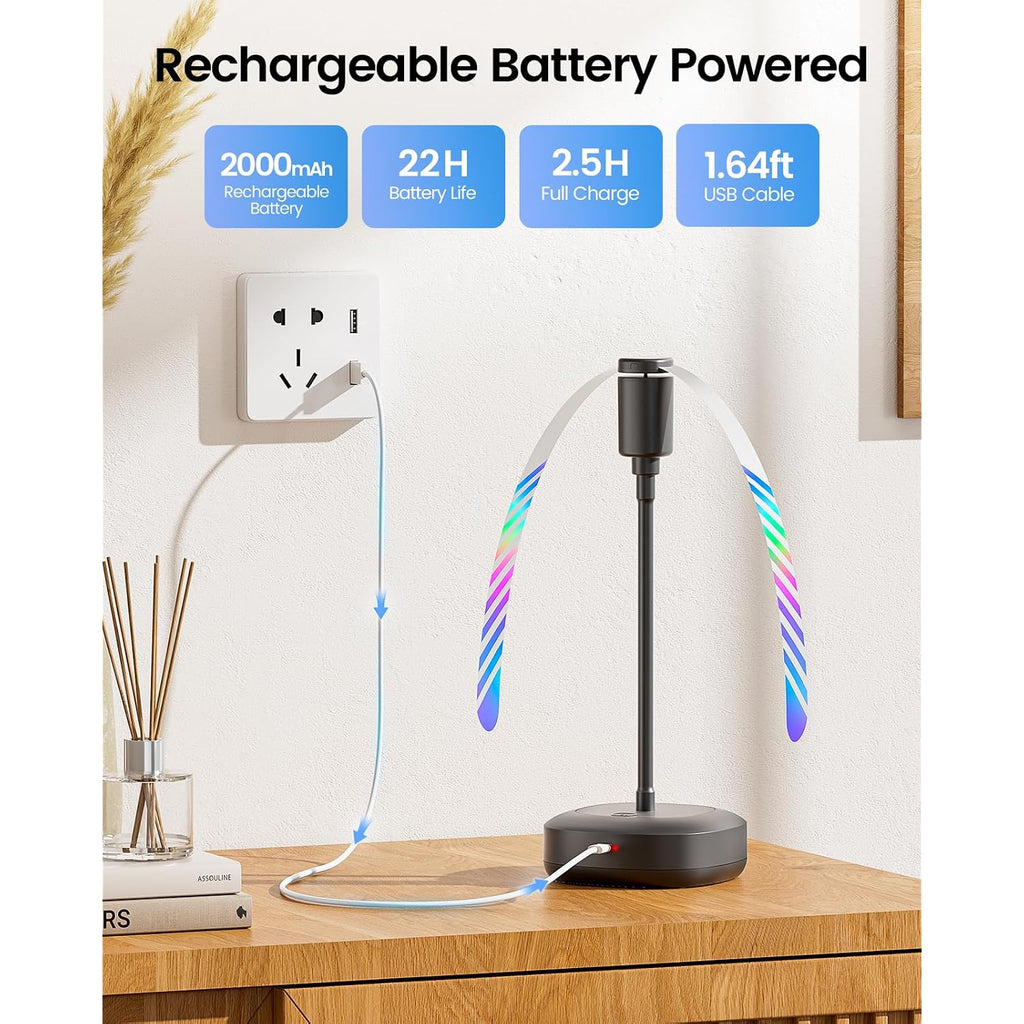 Fly Fans For Tables, 2000Mah Rechargeable Food Fan, 20H Runtime | Flexible Neck For 360° Coverage, Quiet Table Fan With Soft Safety Blades, Ideal For Party, Picnic, Bbq, Indoor & Outdoor Use