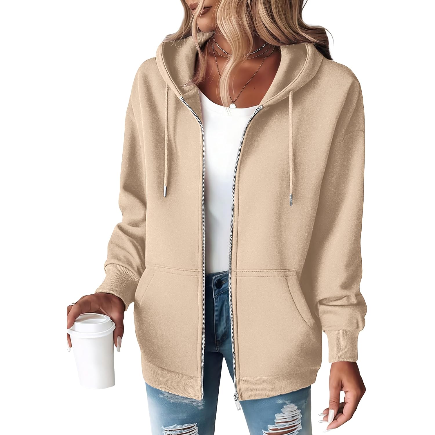 Zeagoo Hoodies Women Zip Up Hoodie Oversized Sweatshirt Fleece Jackets Spring Fall Winter Coats 2026 Fashion
