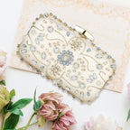Womens Crystal Beaded Evening Bag Wedding Clutch Purse