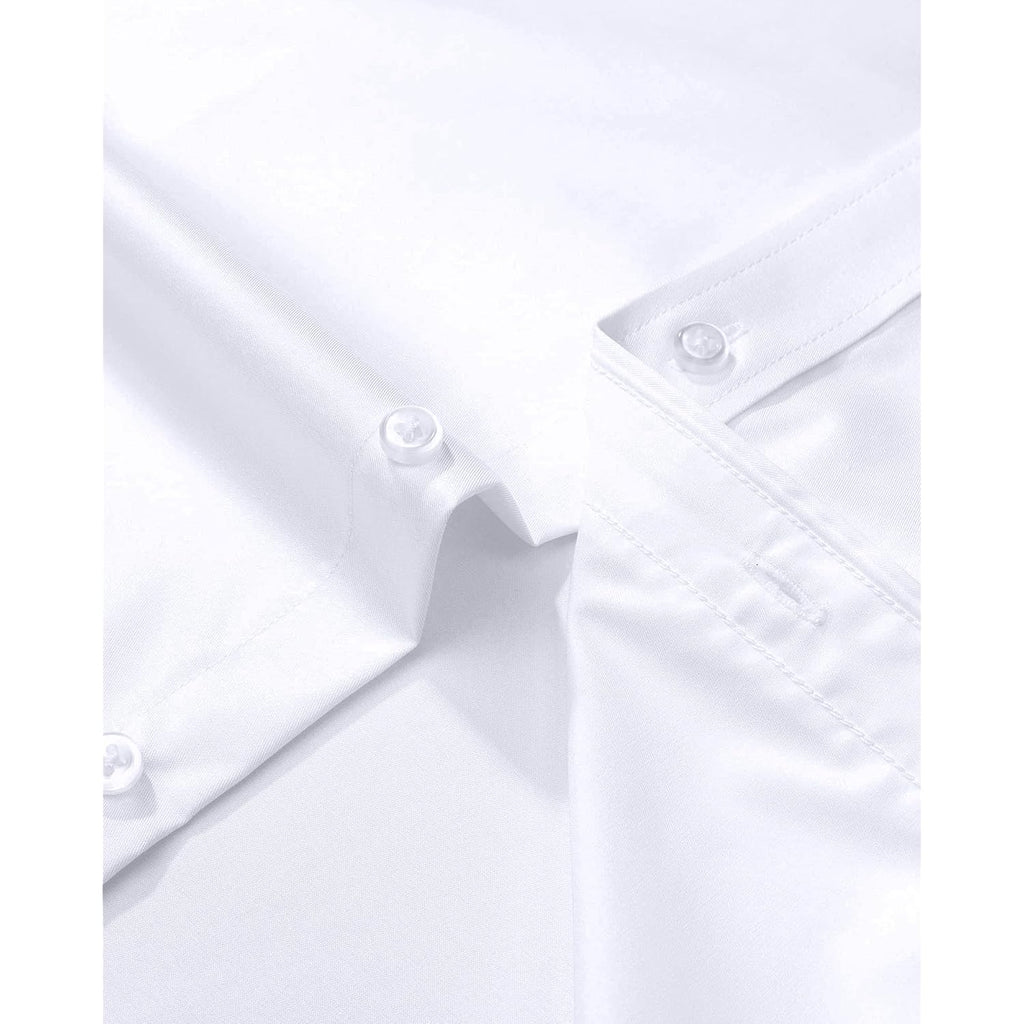 Alimens & Gentle Men'S Dress Shirts Long Sleeve Wrinkle-Free Stretch Shirts Solid Formal Button Down Shirt With Pocket