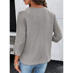 Womens Tops Spring Summer 3/4 Length Sleeve Fashion T Shirts for Women Crewneck Waffle Knit Casual Loose Tee Blouses