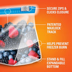 Hefty Slider Quart Freezer Bags, 74 Count, Quart Slider Bags for Freezer, Holds Individual Leftovers, Sliced Fruits and Veggies, and More, Writable Label, Secure Zip and Click Closure