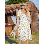 Zeagoo Womens Casual Summer Dress 2026 Short Sleeve Dresses Pleats Midi A Line Flowy Dress Boho Beach Sundress With Pockets