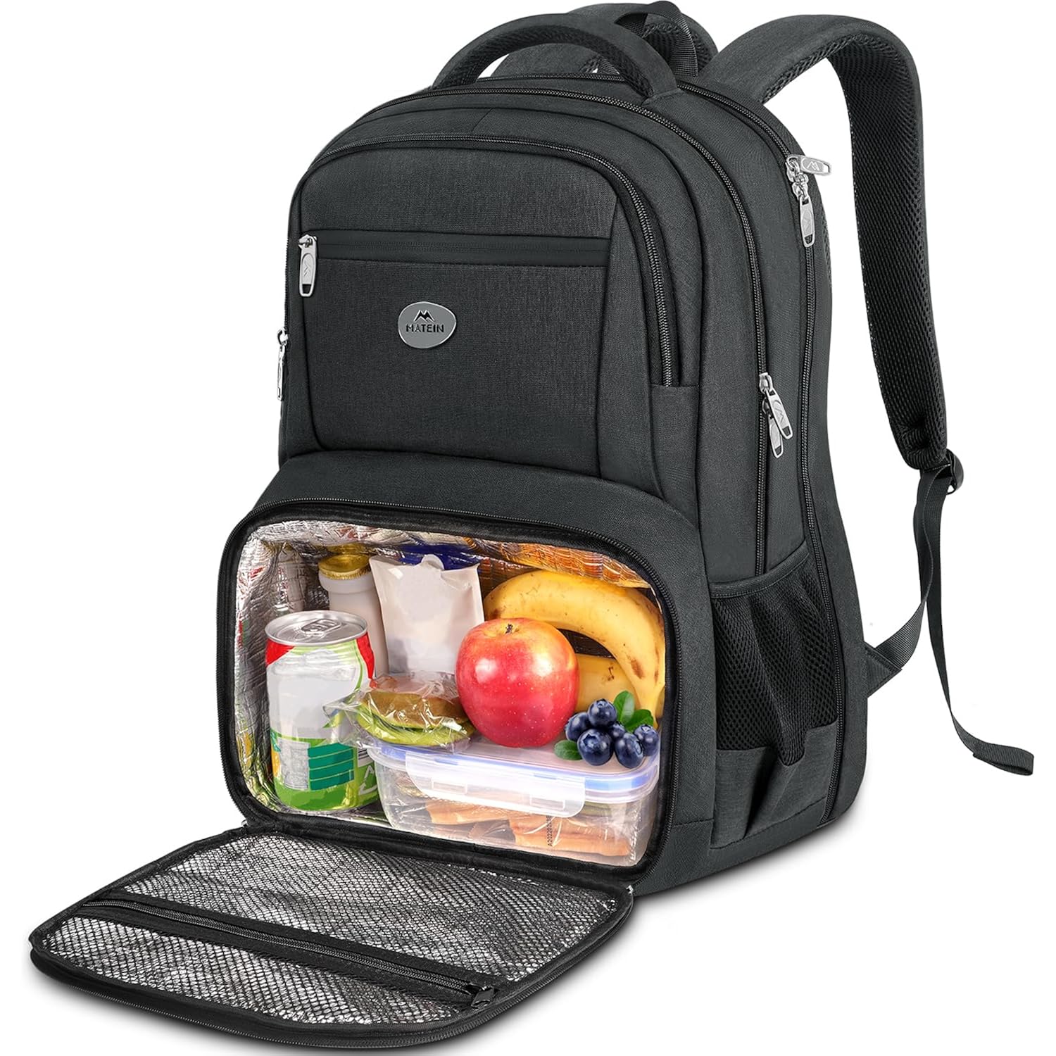 Matein Lunch Backpack For Men Work, Sturdy Tsa 17 Inch Laptop Backpack | Water Resistant, Anti Theft, Insulated Lunch Compartment, Work Bag, Padded Straps, Computer Back Pack, Office Commute College