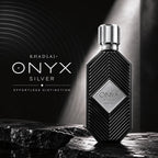 Khadlaj Onyx Silver – Fresh, Spicy, Woody, Amber – Eau De Parfum Spray Long-Lasting Fragrance For Men, 3.4 Ounce / 100Ml