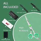 Hair Cutting Scissors - 6" Professional Japanese 440C Stainless Steel Barber Scissors - Razor Sharp Hair Shears Kit With Comb & Case - For Women, Men, Salon & Home Use