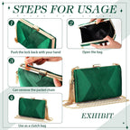 Jadive 3 Pcs Clutch Purses For Women Handbag Evening Purses Bag For Wedding Vintage Banquet Handbag Earrings Necklace Set