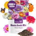 Zinnia Seeds Mix, 1 Oz, Over 3,000 Flowers Seeds, 5 Varieties (Pink, Yellow, Orange, White, Purple), Mixed Colors And Large Blooms,Open Pollinated - Bulk