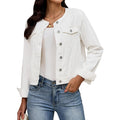 Luvamia Jean Jacket Women Trendy Collarless Button Down Long Sleeve Casual Western Denim Jacket Country Concert Outfits