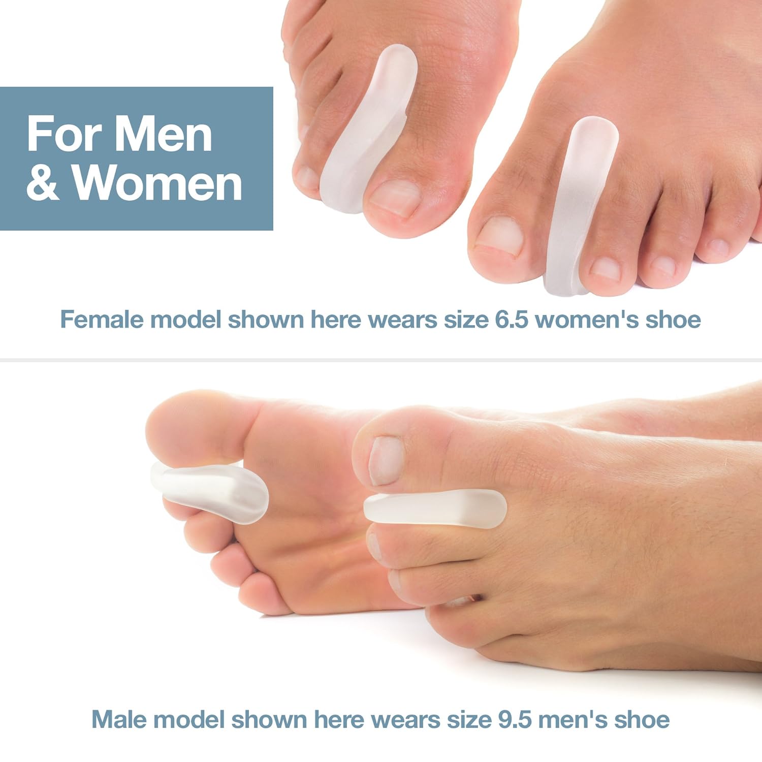 ZenToes Toe Separators for Bunion Pain Relief Set of 6 Flared Gel Straighteners Align Toes and Prevent Corns and Blisters (Large)