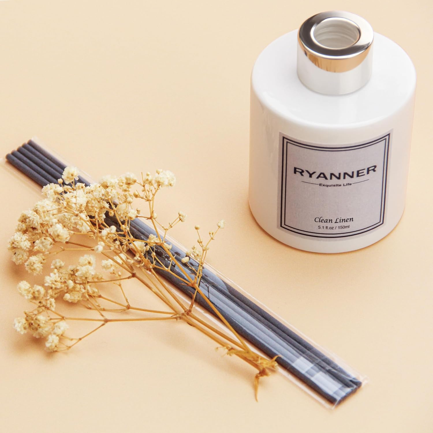 Reed Diffuser Set,5.1 Fl Oz Clean Linen Scent Diffuser With Sticks Home Fragrance Reed Diffuser With Essential Oil For Bathroom Shelf Decor&Air Freshener,Home Bathroom Office Decor & Gifts
