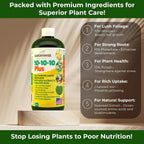 Gardenwise 10-10-10 All Purpose Plant Food - Liquid Fertilizer With Seaweed Kelp & Iron - Indoor & Outdoor Plant Food, Vegetables, Flowers, Lawn & Garden 1X8Oz