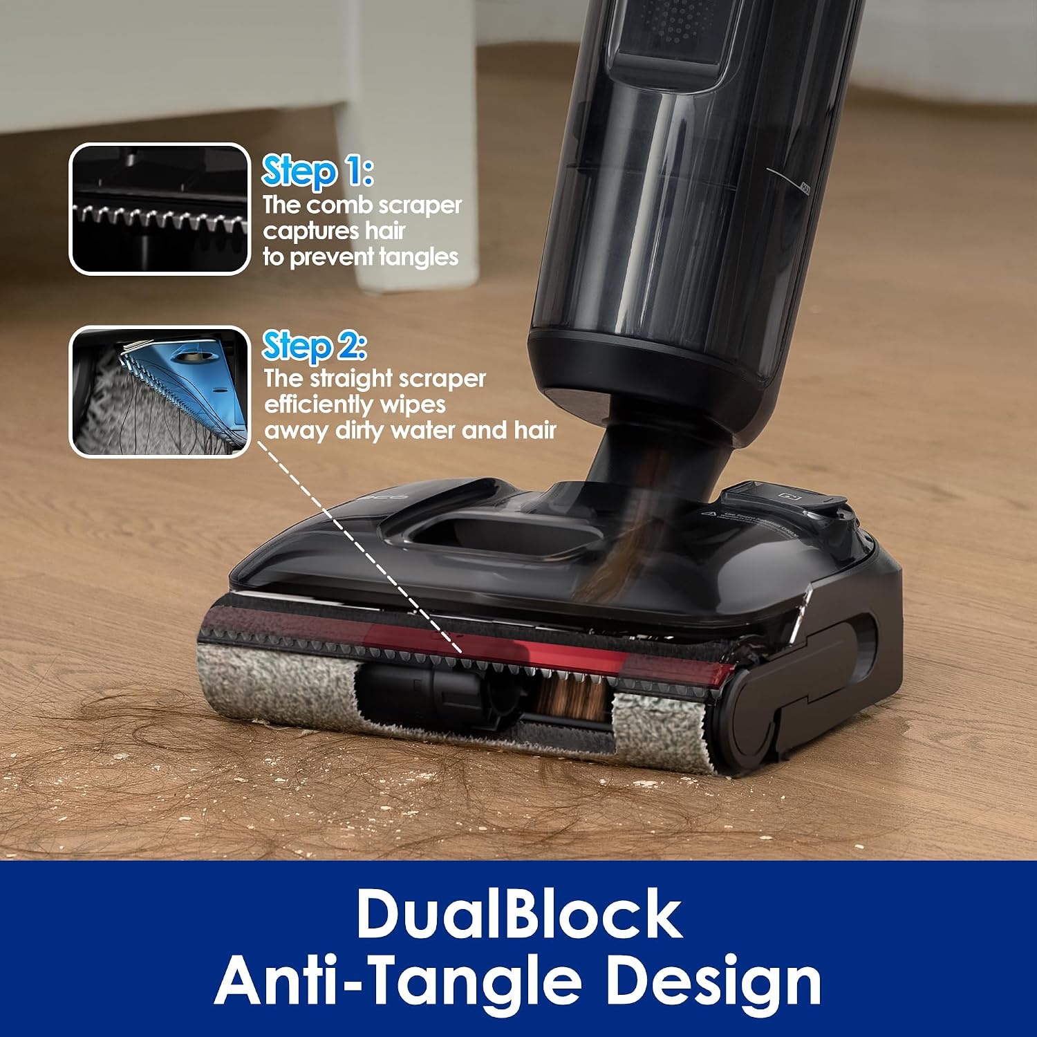 Tineco Floor One S7 Stretch Ultra Cordless Wet Dry Vacuum Cleaner, 180°Lay-Flat Anti-Tangle Design, 50 Minutes Runtime, 185℉ Flashdry Self-Cleaning, Dual-Sided Edge Cleaning Floor Cleaner