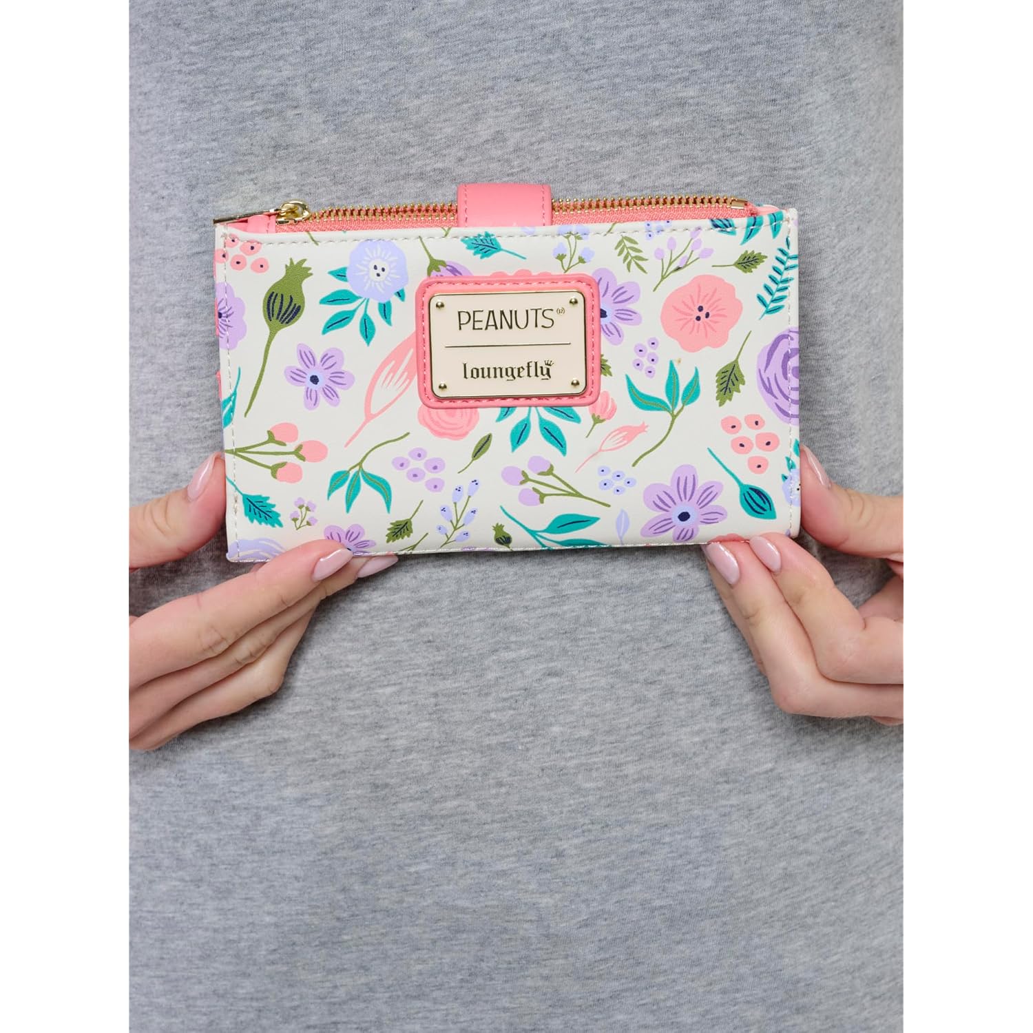 Loungefly Peanuts Snoopy Wallet Flap Snap Clutch Women Woodstock Floral Print Vegan Leather