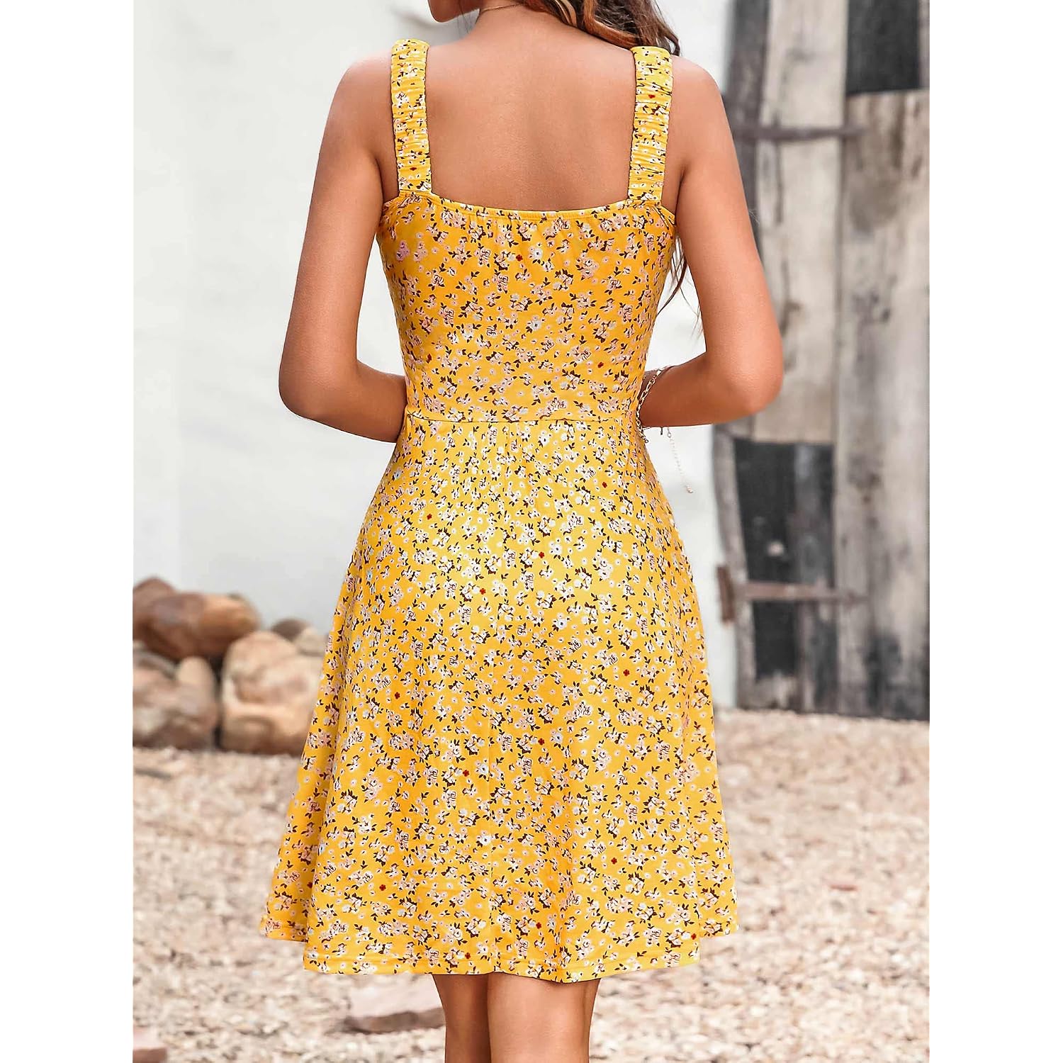 Huhot Women'S Summer Casual Square Neck Dress With Pocket Cute Sleeveless High Waist A-Line Sundress Midi Dresses 2026