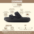 Cushionaire Fame Pillow Recovery Sandals For Women, Adjustable Double Buckle Waterproof Eva Cloud Slides For Women