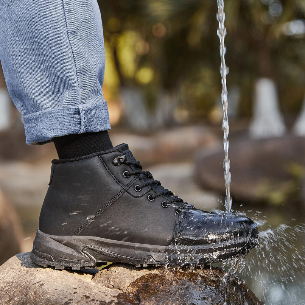 Non Slip Work Boots For Men Slip Resistant Shoes Waterproof Food Service Chef Kitchen Restaurant Working Boots Casual Leather Ankle Boot Outdoor Walking Booties