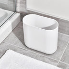 iDesign Small Slim Plastic Bathroom Trash Can, Garbage Can for Bedroom, Office, Desk, Dorm, White