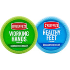O'Keeffe's Working Hands Hand Cream (3.4 oz Jar) and Healthy Feet Foot Cream (3.2 oz Jar) - Repairing Skincare for Extremely Dry, Cracked Hands and Feet, Travel Size