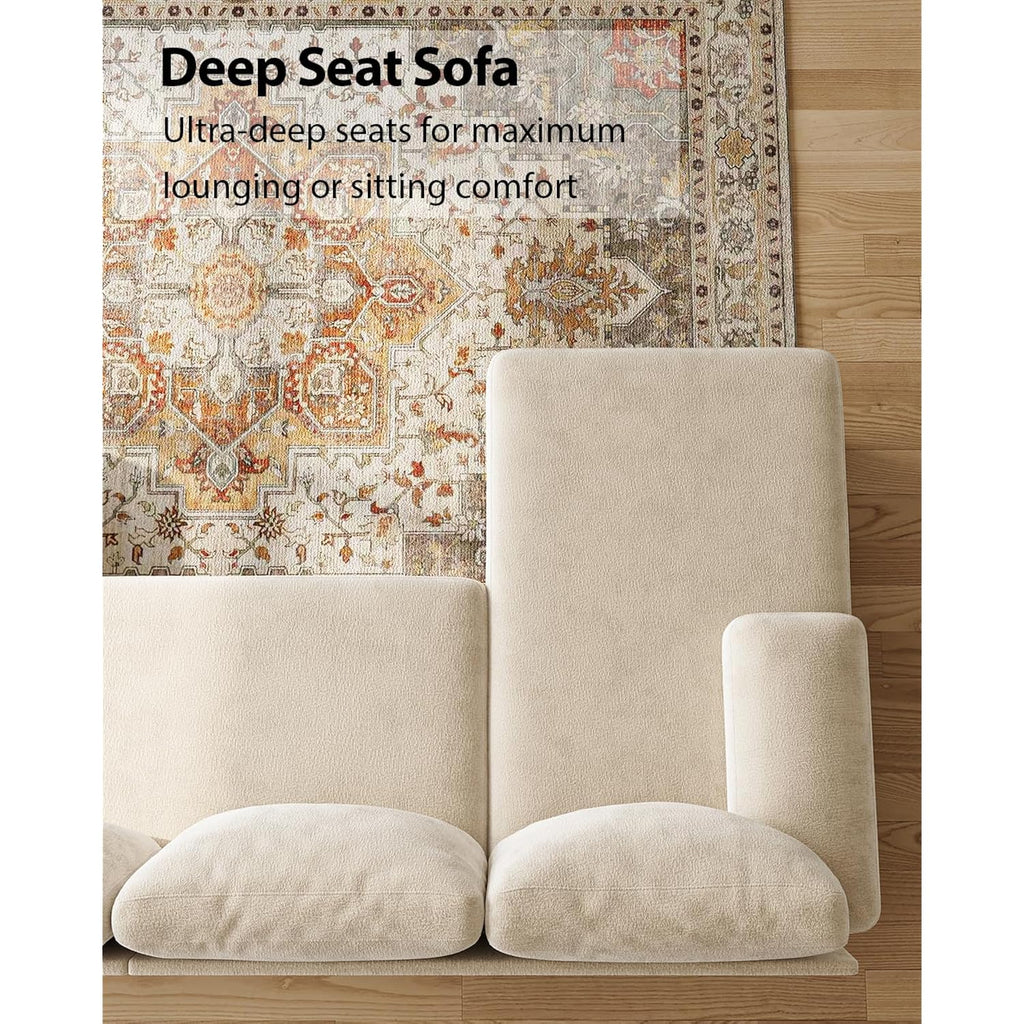 U-Shaped Sectional Couches For Living Room | 112 Inch Modern Sectional Couch | Warm White Chenille Sofa With Double Chaise For Apartment
