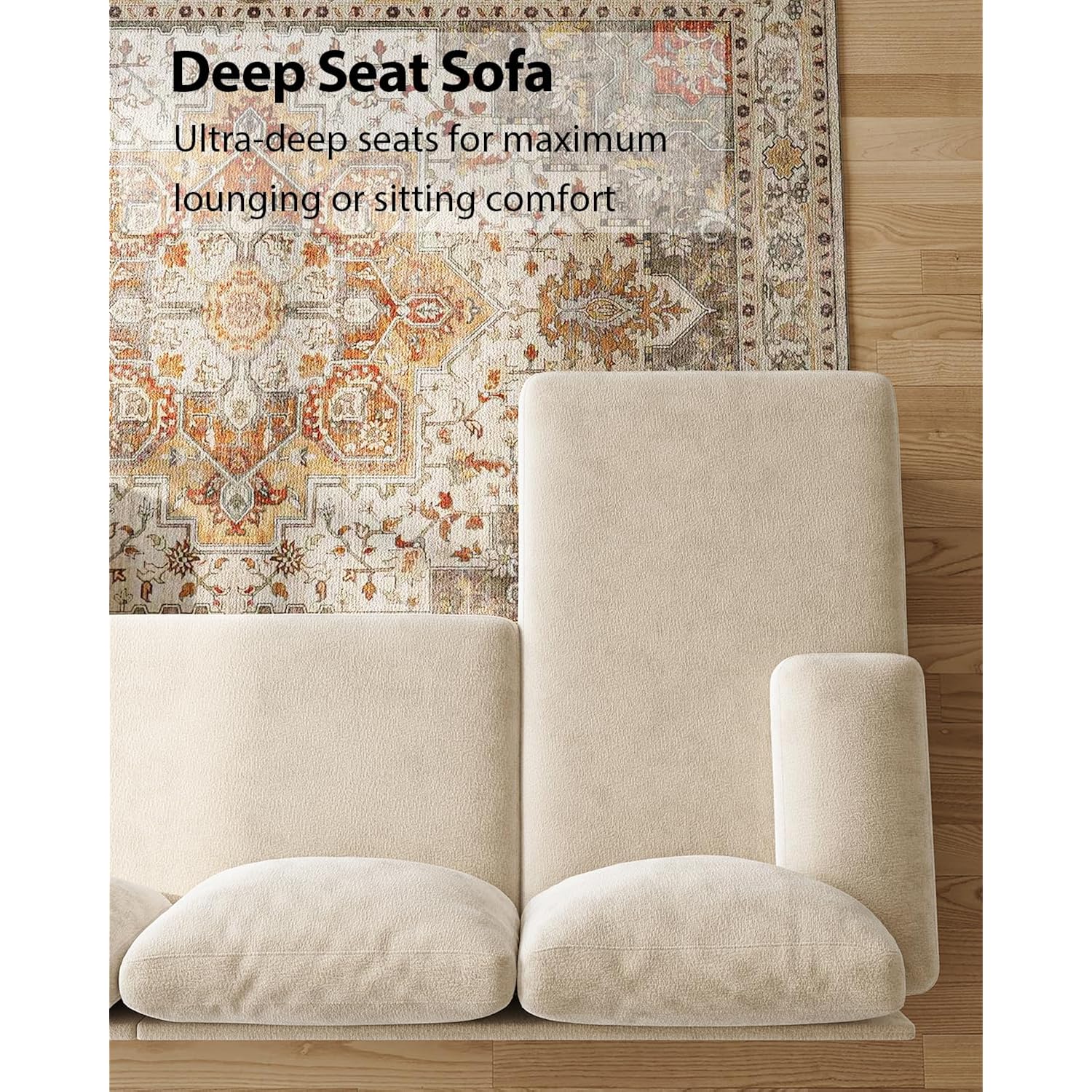 U-Shaped Sectional Couches For Living Room | 112 Inch Modern Sectional Couch | Warm White Chenille Sofa With Double Chaise For Apartment