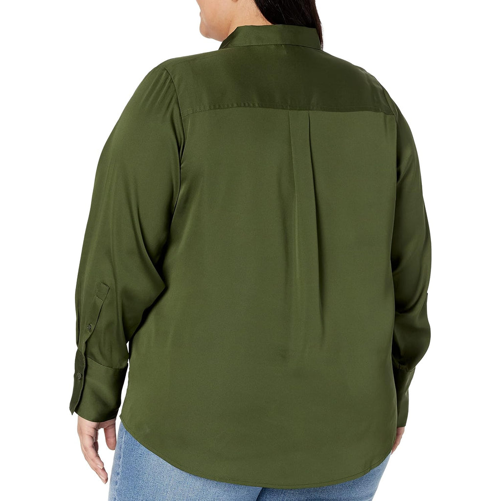Amazon Essentials Women'S Regular-Fit Satin Button Down Shirt (Available In Plus Size)