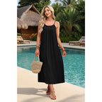 Ofeefan Summer Dresses For Women 2026 Backless Cami Maxi Sundresses Spaghetti Strap Beach Vacation Clothes Swimsuit Coverup