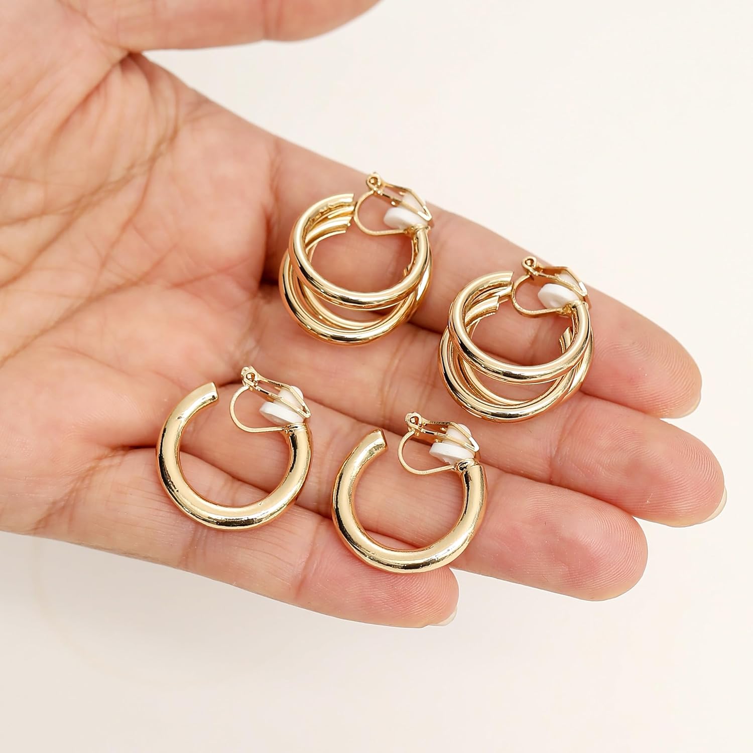 13 Pairs Clip on Earrings for Women 14K Gold Silver Plated Chunky Hoop Clip Earrings CZ Pearl Knot Twist Tube Waterdrop Croissant Non Pierced Hoop and Studs Fake Earring Jewelry Set