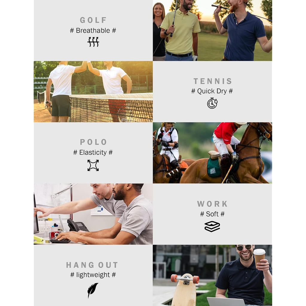 Telaleo 4/5 Pack Mens Polo Shirts Quick Dry Short Sleeve Golf T Shirt Performance Moisture Wicking Casual Workout