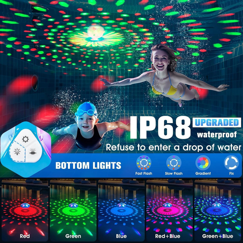 2026 Upgraded Pool Fountain,9000Mah Rechargeable Floating Pool Fountain With Light Show,Above Ground Pool Water Fountain Pump With Anchor,Large Swimming Pool Fountain For Inground Pool-1Pc,Blue