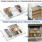 Miukaa Clear Acrylic Spice Drawer Organizer, 4 Tier- 2 Set Expandable From 13" To 26" Drawer Seasoning Organizer, Kitchen Spice Rack Tray For Drawer/Countertop (Jars Not Included)