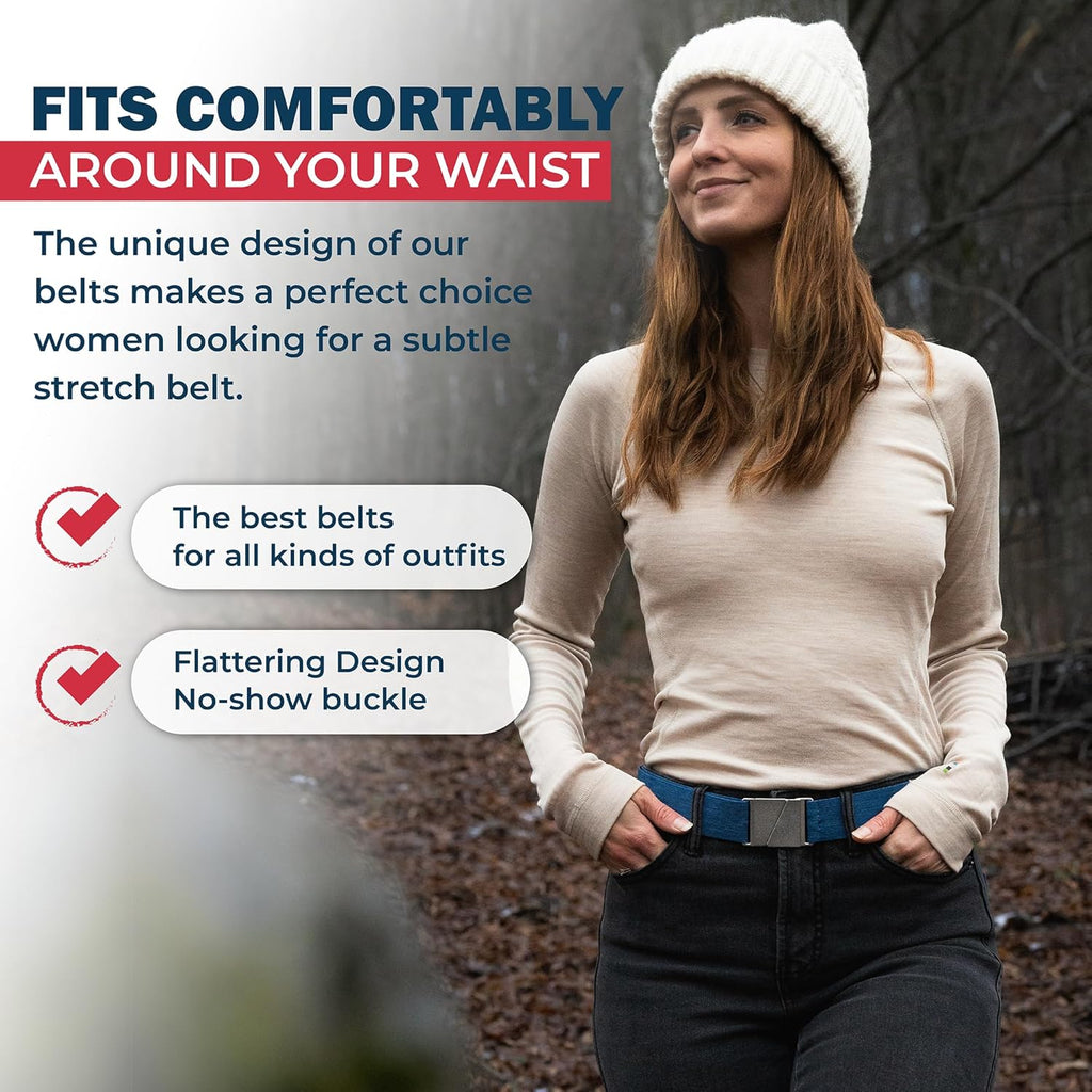ONE-BELT No Show Invisible Elastic Belts for Women & Men 1.30" inch adjustable Non Slip Zero Bulk. Designed in USA.