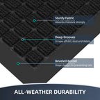 Front Door Mat Outside Entrance, Heavy Duty Waterproof Doormat | 29.5"X17" Indoor/Outdoor Dirt Trapper With Non-Slip Rubber Backing, Low Profile Easy Clean, Stain & Fade Resistant Black