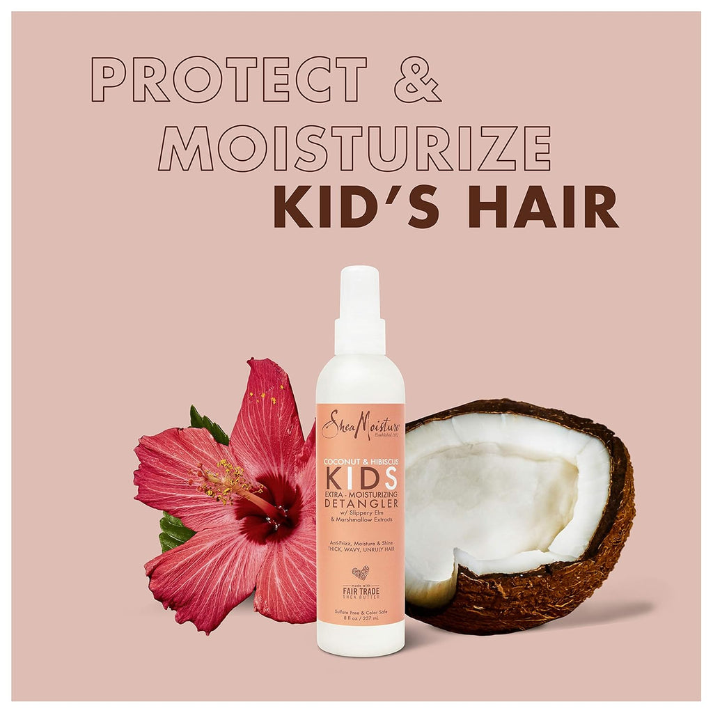 SheaMoisture Kids Detangler for Curly Hair, Extra Moisturizing Coconut & Hibiscus with Shea Butter, 8 oz