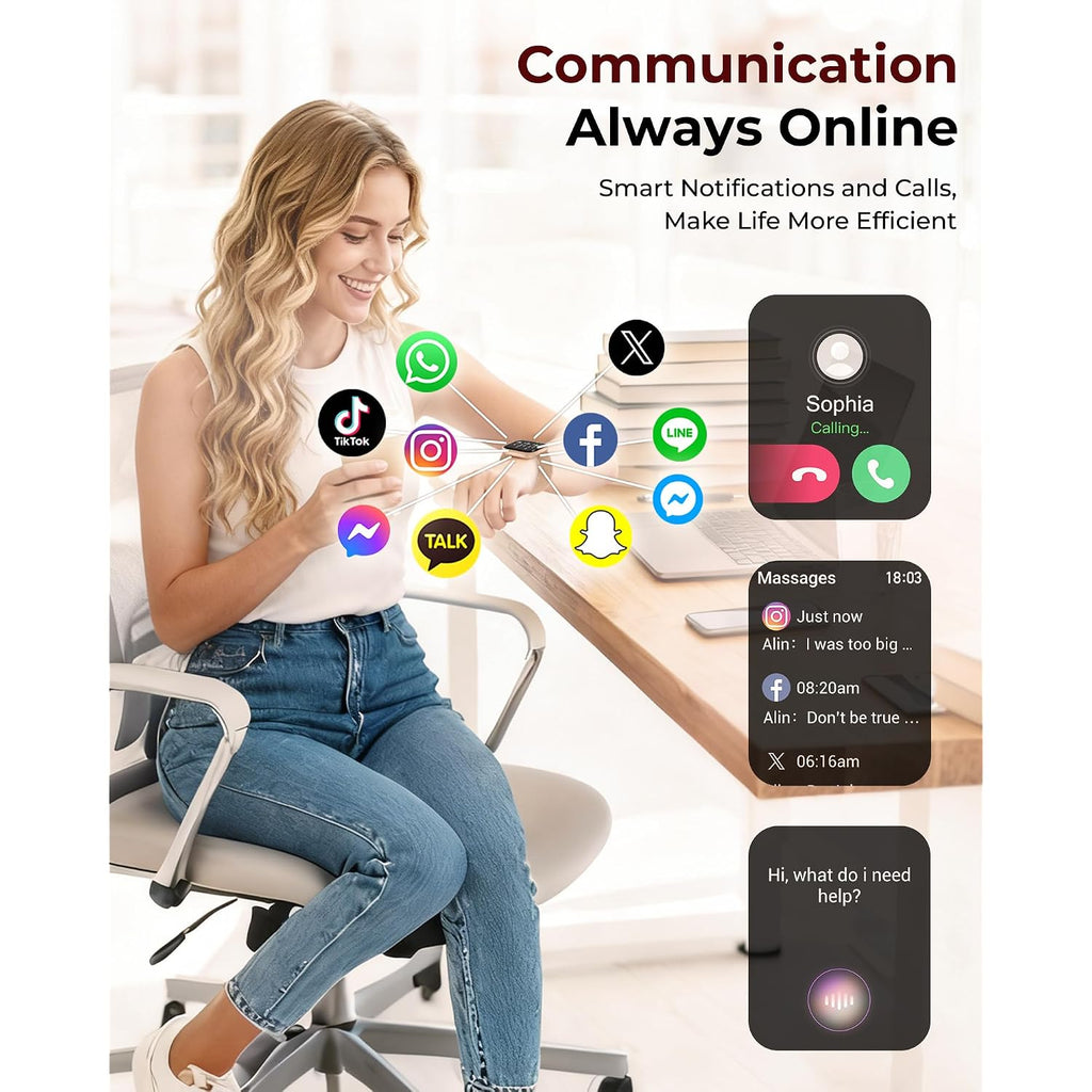 Iaret Smart Watch For Women, 4 Bands & Charm Gift Set, 1.75" Hd Fitness Tracker With Bluetooth Calls, Heart Rate Spo2 Sleep Monitor, 120+ Sports Modes, Compatible With Android Iphone (Rose Gold)