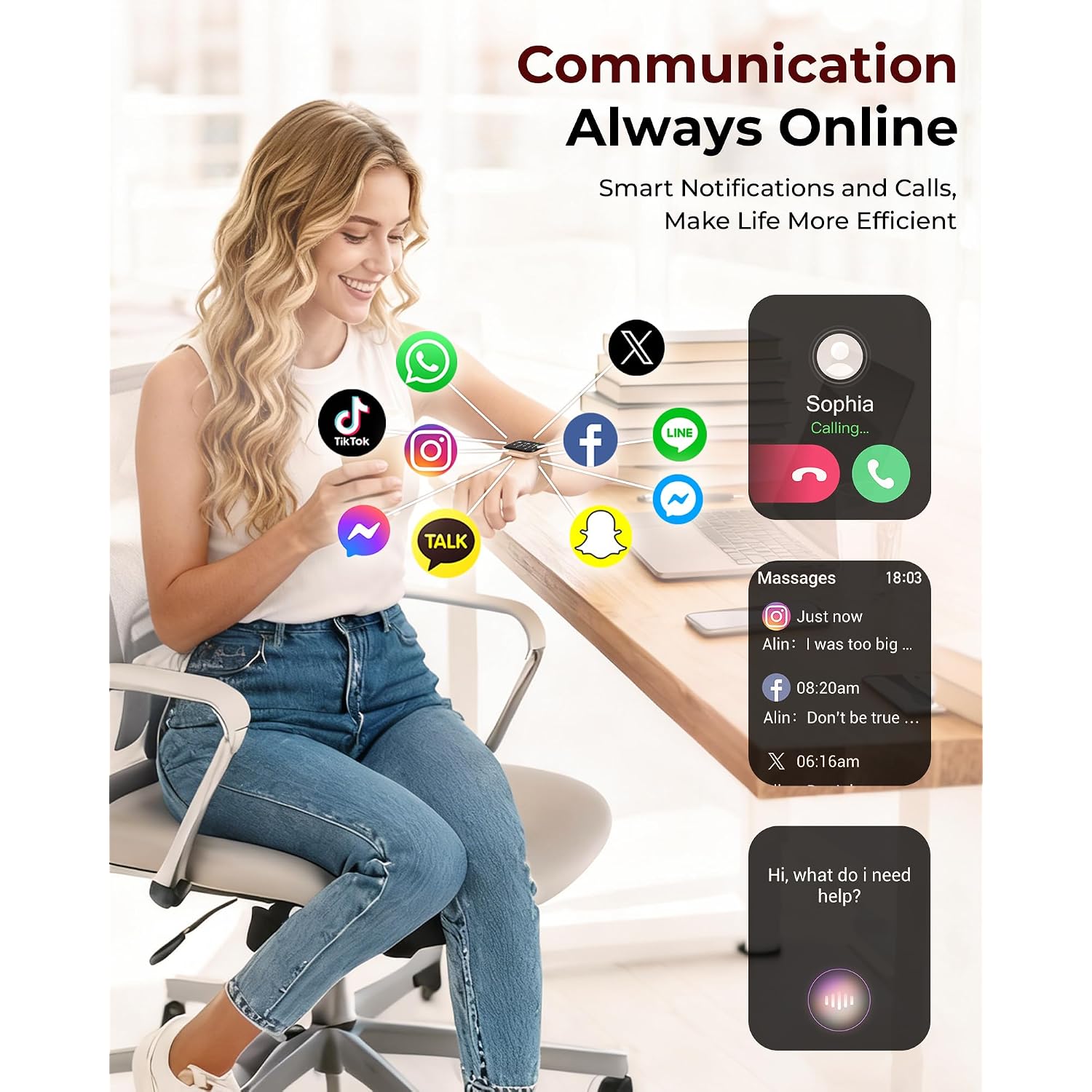 Iaret Smart Watch For Women, 4 Bands & Charm Gift Set, 1.75" Hd Fitness Tracker With Bluetooth Calls, Heart Rate Spo2 Sleep Monitor, 120+ Sports Modes, Compatible With Android Iphone (Rose Gold)