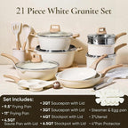Carote 21Pcs Pots And Pans Set, Nonstick Cookware Sets, Induction Cookware Kitchen Set Non Stick Cooking Set W/Frying Pans & Saucepans (Pfos, Pfoa Free)